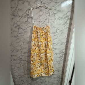 Charlie Holiday Marsha Floral Linen Midi Strapless Dress Size 2